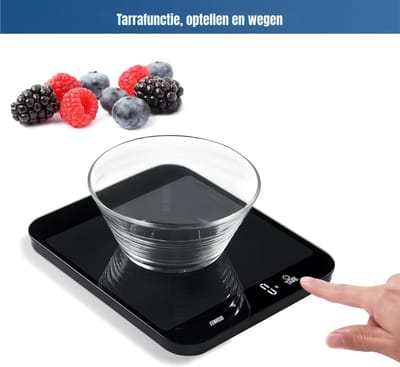 Core® Keukenweegschaal Digitaal Met Kom - Keukenweegschaal - Keukenweegschaal Digitaal - Zwart - 22cm x 18cm x 3cm