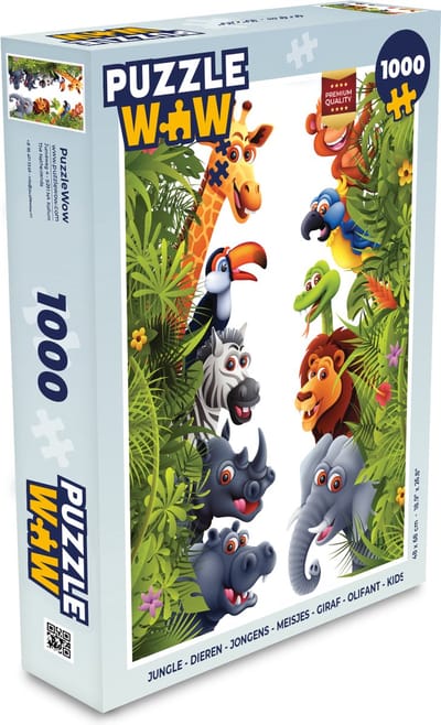 Puzzel Jungle - Dieren - Jongens - Meisjes - Giraf - Olifant - Kids - Legpuzzel - Puzzel 1000 stukjes volwassenen