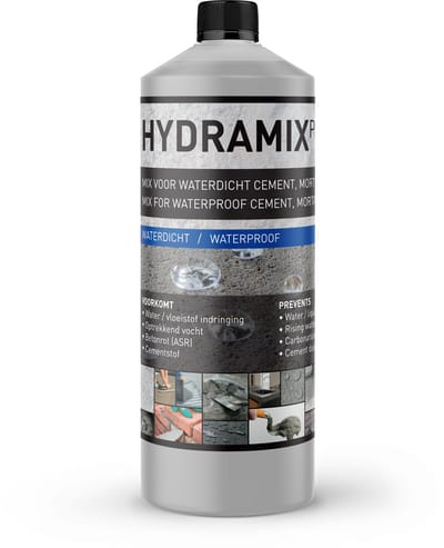 Cementmix additief - Waterdicht cement - Waterdicht beton - Voegen waterdicht maken - Nano coating - Hydramix Pro - 1 L