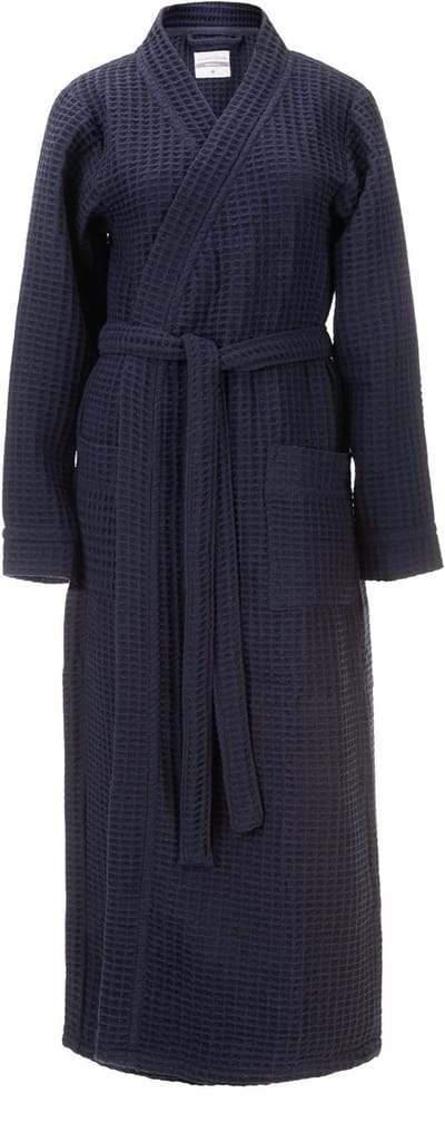 Heckettlane Badjas Wafel - Kamerjas voor Dames en Heren - L - Ochtendjas van Katoen - Geschikt voor de Sauna - Blauw
