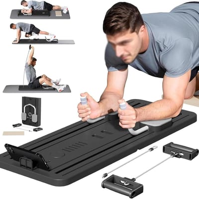 Pilates Reformer Board - Buikspieroefenbord Planktrainer - Thuis Fitness - Automatische Rebound - 106x41x7cm - Paars