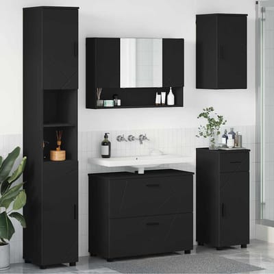 vidaXL - Badkamermeubel - Set - 5 - st - Zwart - 35 - x - 30 - x - 192 - cm