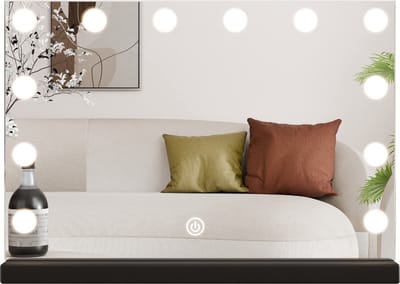 SensaHome Vanity Mirror Pro - Hollywood Make-up Spiegel met 15 Dimbare LED Lampen - 3 Lichtstanden - 80x60cm - Zwart