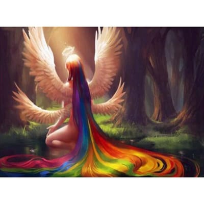 Angel Girl foto 5D Diamond schilderij engel kruissteek religie diamant borduurwerk landschap 20X30CM brown