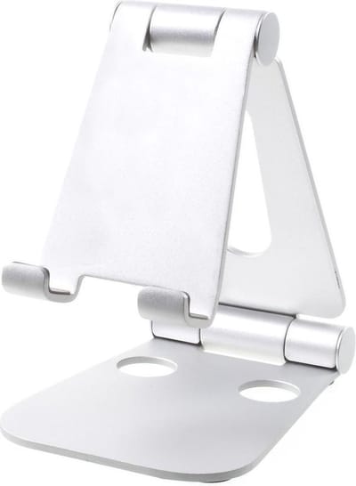 Finnacle - Universele telefoonhouder - Verstelbare standaard - Aluminium - Zilver - Voor handig gebruik op bureau of onderweg
