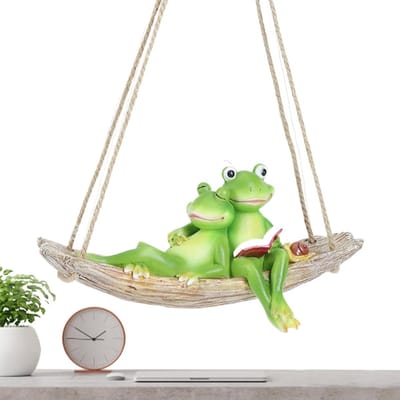 Tuinfiguren Kikker - Decoratieve Schommel - Tuin Decoratie - Weerbestendig Hars - 143 x 143 x 143 cm - Groen