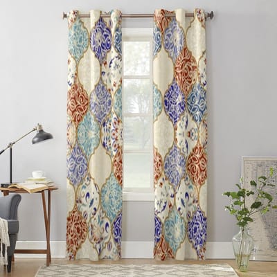 Kleurrijke Gordijnen in Marokkaanse Stijl voor Woonkamer Luxe Slaapkamer Decoratie Drapes Keuken Raambekleding Gordijnen 135W x 60H(cm) x1 gray