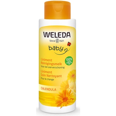 WELEDA Baby Liniment Reinigingsmelk - Calendula - Luierverschoning - Babybillen Reinigingsmelk - Reinigt Zacht En Mild - 100% Natuurlijke Ingrediënten - 400ml