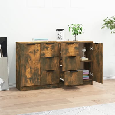 vidaXL - Dressoirs - 2 - st - 60x30x70 - cm - bewerkt - hout - gerookt - eikenkleurig