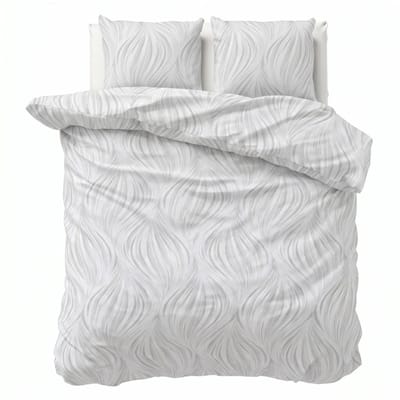 Dekbed-Discounter - Presence Dekbedovertrek 140 x 200/220 cm - Verkoelend Percale Katoen - Korte instopstrook - Wassen op 40 graden - Inclusief 1 kussensloop - Wave Whisper