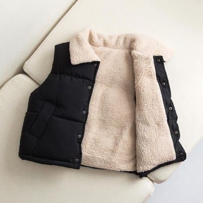 Herfst Winter Kinderen Dons Katoen Vest Rits Type Jongens Meisjes Warm Vest 90cm zwart