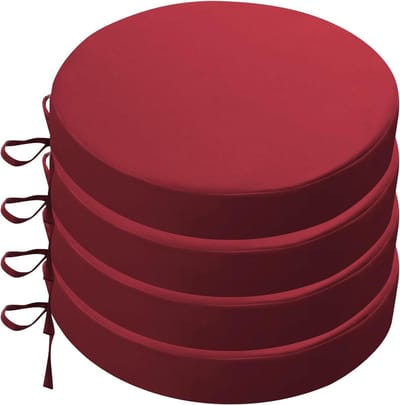 Ronde Zitkussens - Bistro Kussens Tuinkussens - Comfortabel Zitten - Waterdichte Polyester Hoes - 40x5cm - Rood