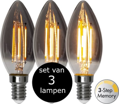 3-Pack | 3 standen - Kaarslamp - E14 - 2.9W - Super Warm Wit - 2200K - Dimbaar
