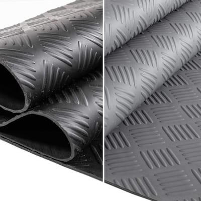 Ribbelplaatmat Rubber - Vloermat Loper - Antislip Bescherming - Geurarm TPE Materiaal - 130 x 100 cm - Zwart