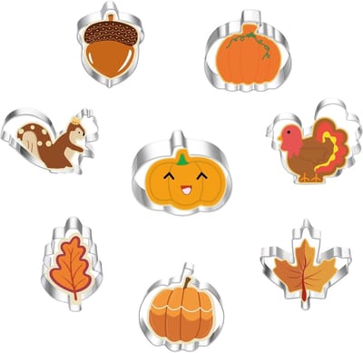 Herfst Koekjesuitsteekvormen Set van 8 RVS Vormpjes voor Thanksgiving en Halloween - Ideaal voor Bakken en DIY Decoratie van Koekjes met Eekhoorns, Pompoen en Esdoornblad
