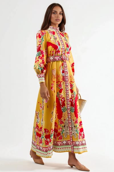 Bloemen Maxi Jurk met Ceintuur