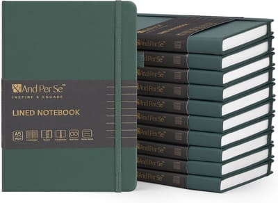 Set van 10 Gelinieerde A5 Notitieboeken met Harde Kaft en Dik Papier