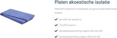 Métisse PMA 020 - Akoestische Isolatieplaten - 1.200 x 600 x 20 mm - 1 plaat per verpakking