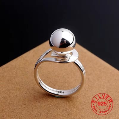 Koperen Eenvoudige Ring Voor Vrouwen Fijne Sieraden Vinger Verstelbaar Open Vintage Grote Bol Ring Voor Feest Verjaardagscadeau resizable gray