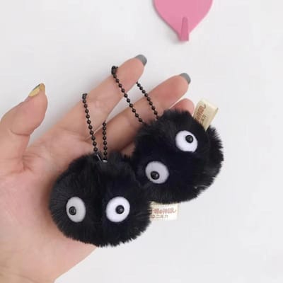 Jouet Interactif pour Animal de Compagnie Mignonne Poupée Briquette Porte-clés Accessoires de Sac Mignonne Boule de Charbon Noire Peluche Jouet Dessin Animé Pendentif Cadeau gray