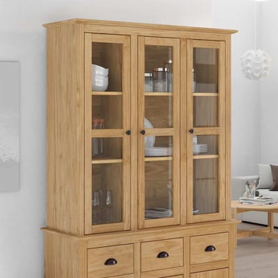 vidaXL Kast met Glazen Deuren BODO Honingbruin 115,5 x 38,5 x 117,7 cm