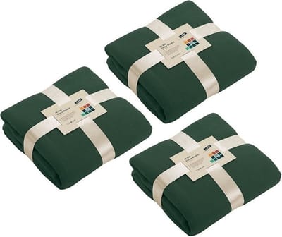 James & Nicholson Fleece bankdeken/plaid - 3x - donkergroen - 130 x 170 cm - 240 grams - pluisvrij - wasbaar