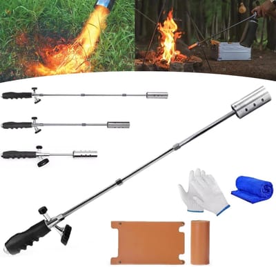 Onkruidbrander Tuin - Onkruidverdelger Vlam - Efficiënt Onkruid Vrij - Verstelbare Lange Arm - 78cm Lengte - Zwart