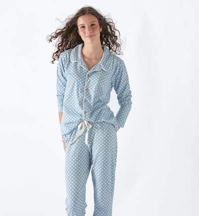 Little Label Pyjama Meisjes Maat 110-116/6Y - lichtblauw, wit - Twinkle - Pyjama Kind - Zachte BIO Katoen