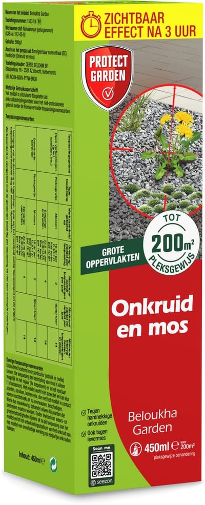 Protect Garden Beloukha Garden Onkruidbestrijder - 450 ml - Onkruid en Mos Bestrijdingsmiddel - Binnen 3 uur Resultaat - Hoog geconcentreerd