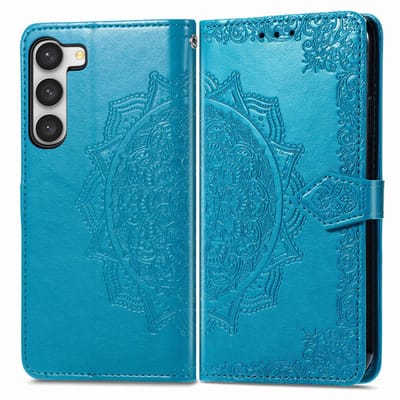 YPCd Bookcase geschikt voor Samsung Galaxy S23 Plus - Bloemen Design - Portemonnee / Wallet Hoesje - Blauw
