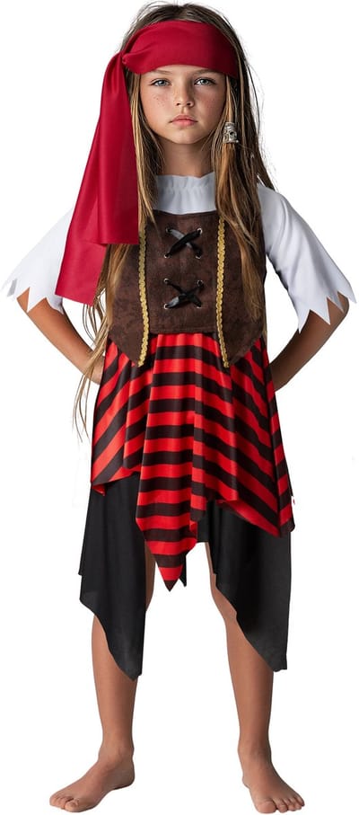 dressforfun - meisjeskostuum piraten - 128 (7-8y) - Verkleedkleding carnaval - Halloween - Verkleden - Feestkleding - Carnavalskleding - Feest - Partykleding
