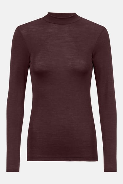 T-shirt met lange mouwen en opstaande kraag Serie Wool&Silk Hot Maroon
