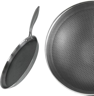Pannenkoekenpan roestvrij staal honingraatstructuur Ø 28 cm inductie pan anti-aanbaklaag krasbestendig