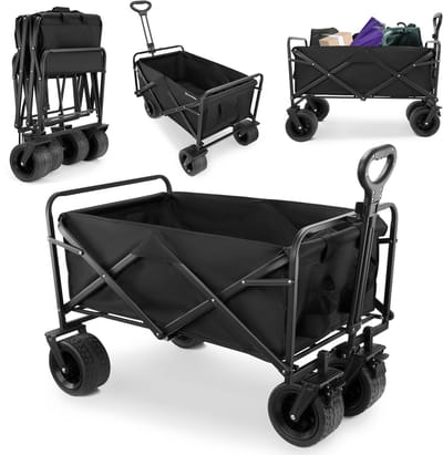 HyperMotion HYP25 Camping Cart – Opvouwbare Transportwagen – 120 kg Belastbaar – Met Remmen – All-Terrain Wielen