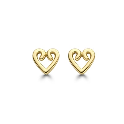 New Bling 9NBG-0253 Gouden Oorknopjes - Dames - Hartjes - 4 x 4,5 mm - 14 Karaat - Goud