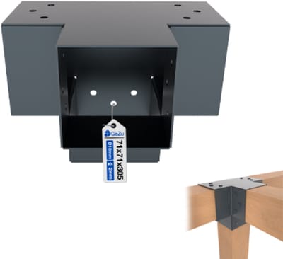 GeZu Impex Paalverbinder voor pergola X 71 × 71 mm Antraciet Poedergecoat – 4-weg Hoekverbinder voor Pergola en Buitenconstructies