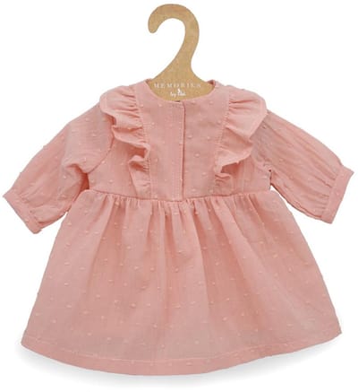 Asi poppenkleding lange mouwen jurk roze - poppenjurk accessoire.