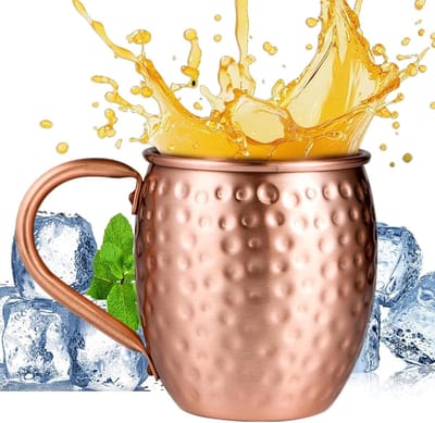 Koperen Mokken - Drinkbekers - Cocktail Serveren - Ambachtelijk Gehamerd - 530ml - Koper