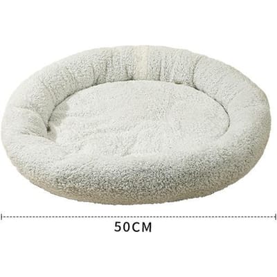 Kattenmand voor Alle Seizoenen Ronde Kattenbed Huisdierennest Herfst en Winter Warm Hondenhuis Hondenslaapbank Huisdierbenodigdheden 50cm white