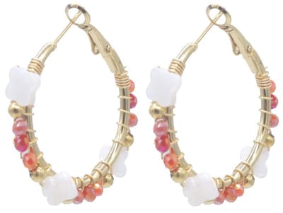 Oorbellen - oorringen - sieraad - accessoire - oorsieraad - goudkleurig - wit - rood - klavertje vier - geluk - hip - trendy - tijdloos - cadeau - geschenk - feest - verjaardag - vrouwen - dames