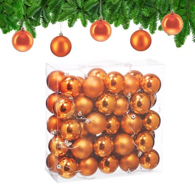 kerstballen set van 50 - Ø 6 cm - glanzend - mat - kunststof - oranje