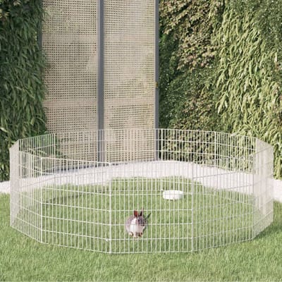 vidaXL - Dierenverblijf - 12 - panelen - 54x60 - cm - gegalvaniseerd - ijzer