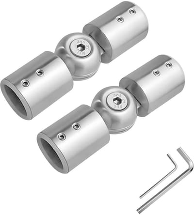 Dailygoods- Hoekstuk verstelbaar 90°/180° - Roestvrij Staal - 2 Stuks - Scharnierbocht - Hoogwaardige Corrosiebestendigheid - Stabiele Verbinding - Gordijnconnector