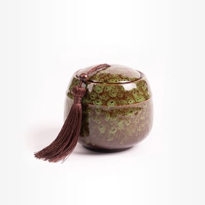 Dieren Urn Hond Kat Klein 500 ml Groen Bruin Met Touw - Dieren Urn voor As Crematie - Urn Hond - Urn Kat
