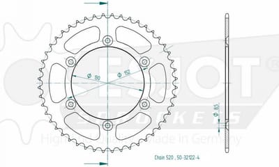 Couronne de transmission Esjot pour moto Aprilia 550 SXV 2006 à 2014 46 dts P520