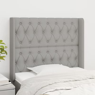 vidaXL - Hoofdbord - met - randen - 103x16x118/128 - cm - stof - lichtgrijs