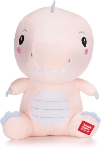 Kawaii dino knuffeltje 24cm - Dinosaurus knuffel - roze met paars/blauwe accenten - Zachte knuffel - Japanse style knuffel