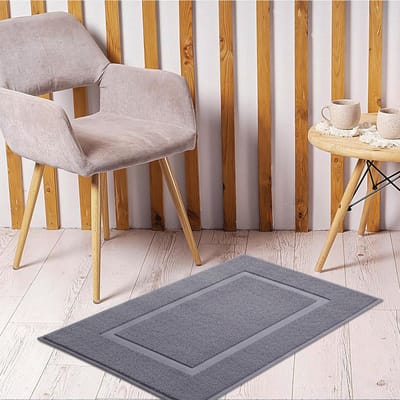Badmat Houtskool Set van 2, 50 x 80 cm, Hotelkwaliteit Zeer absorberend 100% Katoen Superzacht, Wasbare vloer douchevoetdoek