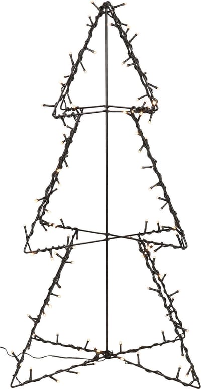 Anna's Collection Verlichte 3D kerstboom - 77 cm - zwart - metaal - 120 led lampjes - warm wit