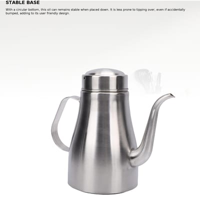 Huilier en Acier Inoxydable avec Couvercle Grande Capacité Récipient de Stockage d'Huile Bouteille d'Huile Anti-fuite Distributeur d'Assaisonnement pour Cuisine Restaurant gray